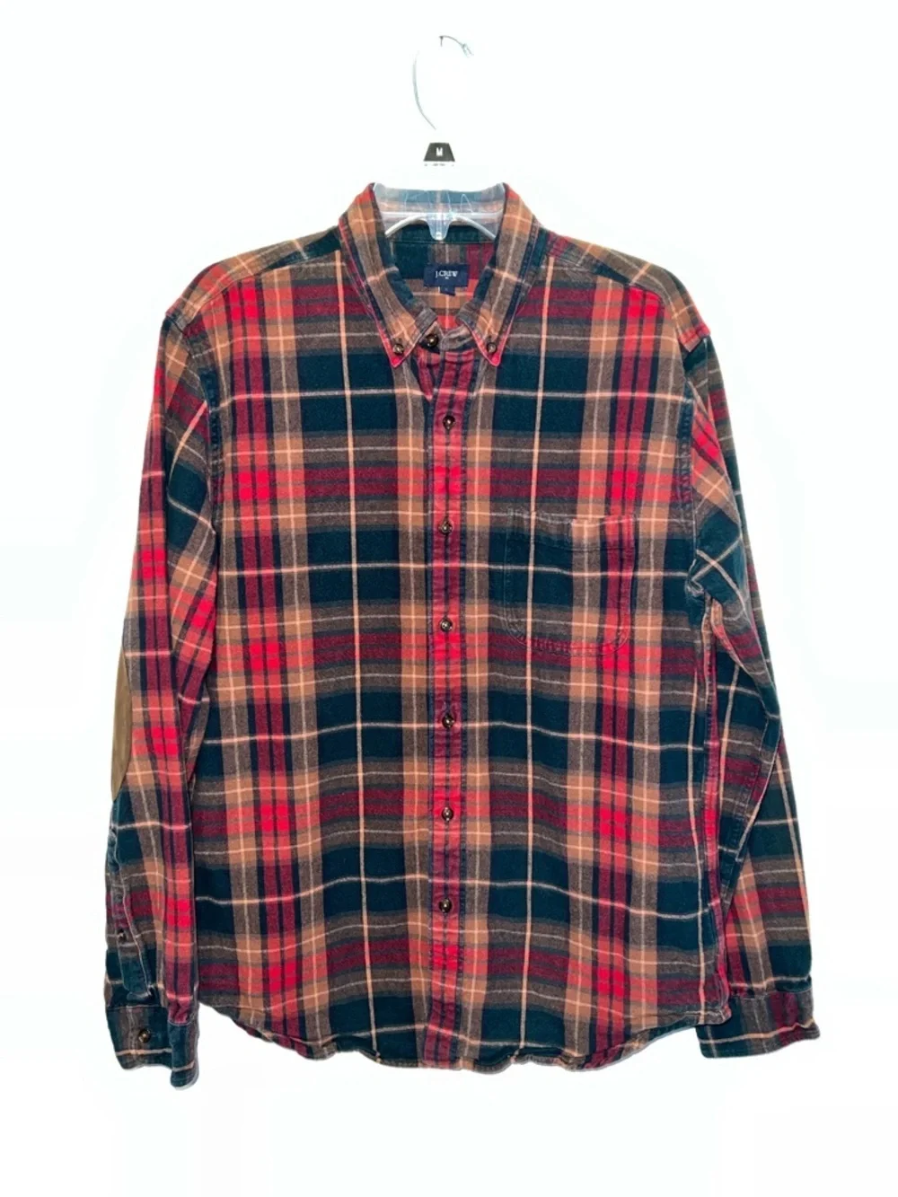 J. Crew Men’s Red and Brown Plaid Button-Down Shirt Size L 0405263